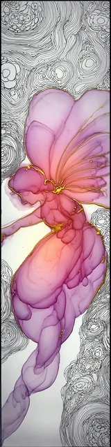 Free abstract angel art bookmark featuring a pink angel with gray abstract art